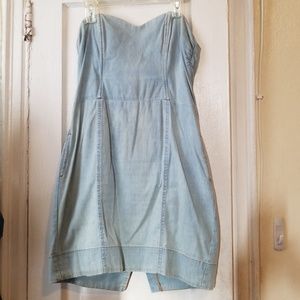 H&M womens strapless denim dress